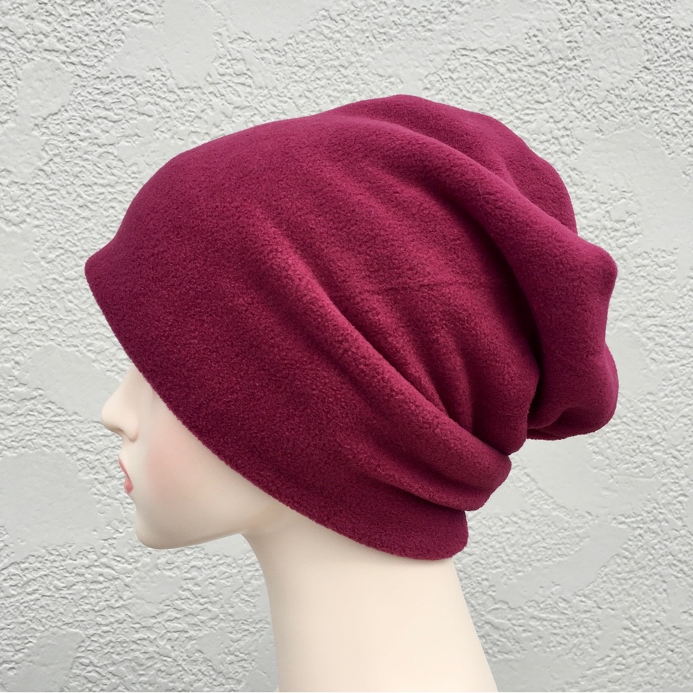 Burgundy Plush Fleece Beanie